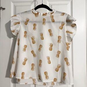 Francesca’s White Top with Pineapple Print